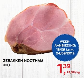 Promoties Gebakken nootham - Huismerk - Alvo - Geldig van 18/09/2019 tot 24/09/2019 bij Alvo
