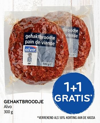 Promoties Gehaktbroodje alvo 1+1 gratis - Huismerk - Alvo - Geldig van 11/09/2019 tot 24/09/2019 bij Alvo