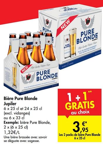 Promoties Bière pure blonde jupiler bière pure blonde, - Jupiler - Geldig van 04/09/2019 tot 16/09/2019 bij Carrefour