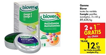 Promotions Gamme biover pastilles eucalyptus - Biover - Valide de 04/09/2019 à 16/09/2019 chez Carrefour