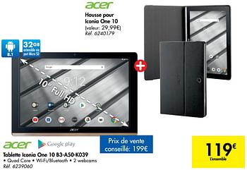 Promotions Acer tablette iconia one 10 b3-a50-k039 - Acer - Valide de 04/09/2019 à 16/09/2019 chez Carrefour