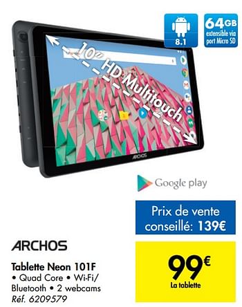 Promotions Archos tablette neon 101f - Archos - Valide de 04/09/2019 à 16/09/2019 chez Carrefour