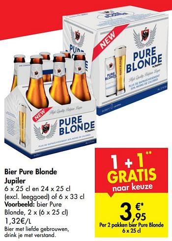 Promoties Bier pure blonde jupiler bier pure blonde - Jupiler - Geldig van 04/09/2019 tot 16/09/2019 bij Carrefour