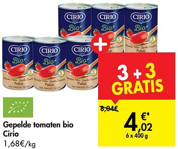 Promoties Gepelde tomaten bio cirio - CIRIO - Geldig van 04/09/2019 tot 16/09/2019 bij Carrefour