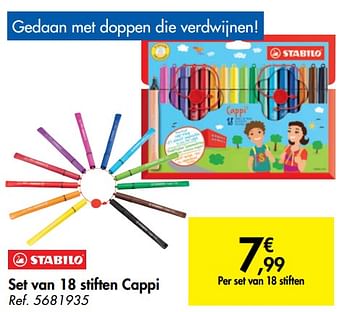 Promoties Set van 18 stiften cappi - Stabilo - Geldig van 04/09/2019 tot 16/09/2019 bij Carrefour