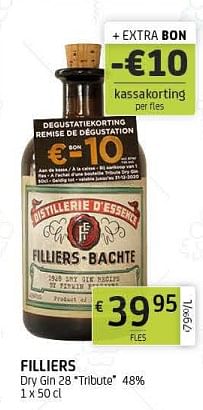 Promotions Filliers dry gin 28 tribute 48% - Filliers - Valide de 06/09/2019 à 19/09/2019 chez BelBev