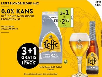 Promotions Leffe 3+1 gratis bij aa nkoop van 1 pack - Leffe - Valide de 06/09/2019 à 19/09/2019 chez BelBev