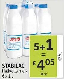 Promotions Stabilac halfvolle melk - Stabilac - Valide de 06/09/2019 à 19/09/2019 chez BelBev