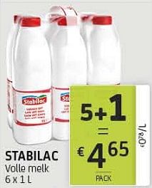 Promoties Stabilac volle melk - Stabilac - Geldig van 06/09/2019 tot 19/09/2019 bij BelBev