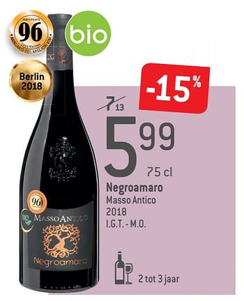 Promoties Negroamaro masso antico i.g.t. - m.o. - Rode wijnen - Geldig van 04/09/2019 tot 01/10/2019 bij Match