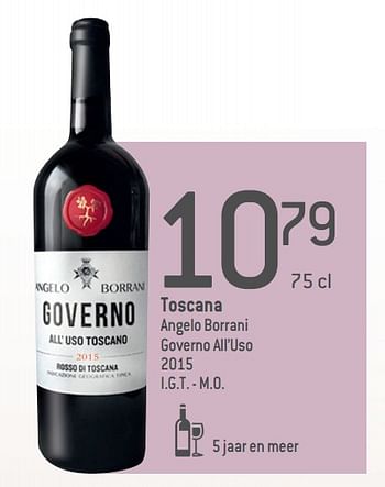 Promoties Toscana angelo borrani governo all`uso i.g.t. - m.o. - Rode wijnen - Geldig van 04/09/2019 tot 01/10/2019 bij Match
