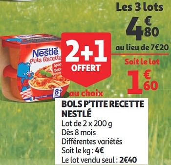 Promotions Bols p`tite recette nestlé - Nestlé - Valide de 11/09/2019 à 17/09/2019 chez Auchan Ronq