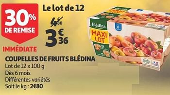 Promotions Coupelles de fruits blédina - Blédina - Valide de 11/09/2019 à 17/09/2019 chez Auchan Ronq