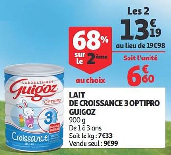 Promoties Lait de croissance 3 optipro guigoz - guigoz - Geldig van 11/09/2019 tot 17/09/2019 bij Auchan