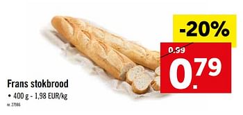 Promoties Frans stokbrood - Huismerk - Lidl - Geldig van 16/09/2019 tot 21/09/2019 bij Lidl
