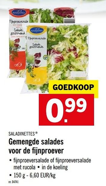 Promoties Gemengde salades voor de fijnproever - Saladinettes - Geldig van 16/09/2019 tot 21/09/2019 bij Lidl