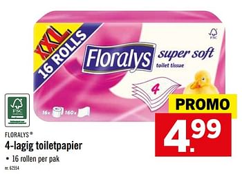 Promoties 4-lagig toiletpapier - Floralys - Geldig van 16/09/2019 tot 21/09/2019 bij Lidl