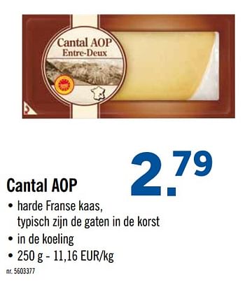 Promoties Cantal aop - Huismerk - Lidl - Geldig van 16/09/2019 tot 21/09/2019 bij Lidl