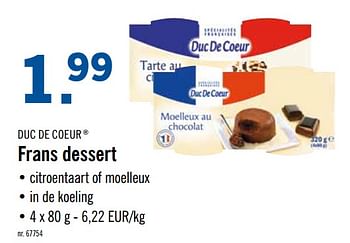 Promoties Frans dessert - Duc De Coeur - Geldig van 16/09/2019 tot 21/09/2019 bij Lidl