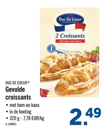 Promoties Gevulde croissants - Duc De Coeur - Geldig van 16/09/2019 tot 21/09/2019 bij Lidl