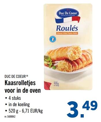 Promoties Kaasrolletjes voor in de oven - Duc De Coeur - Geldig van 16/09/2019 tot 21/09/2019 bij Lidl
