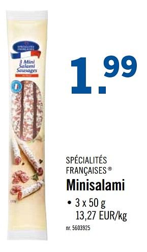 Promotions Minisalami - Specialites Francaises - Valide de 16/09/2019 à 21/09/2019 chez Lidl