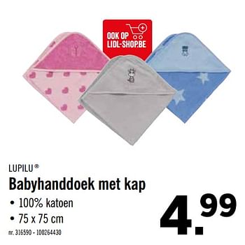 Promoties Babyhanddoek met kap - Lupilu - Geldig van 16/09/2019 tot 21/09/2019 bij Lidl