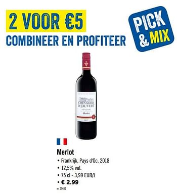 Promoties Merlot - Rode wijnen - Geldig van 16/09/2019 tot 21/09/2019 bij Lidl