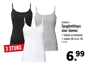 Promoties Spaghettitops voor dames - Esmara - Geldig van 16/09/2019 tot 21/09/2019 bij Lidl