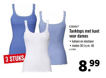 Promotions Tanktops met kant voor dames - Esmara - Valide de 16/09/2019 à 21/09/2019 chez Lidl