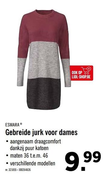 Promotions Gebreide jurk voor dames - Esmara - Valide de 16/09/2019 à 21/09/2019 chez Lidl