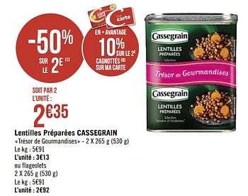 Promotions Lentilles préparées cassegrain - Cassegrain - Valide de 09/09/2019 à 22/09/2019 chez Super Casino