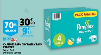 Promoties Changes baby dry family pack pampers - Pampers - Geldig van 11/09/2019 tot 17/09/2019 bij Auchan
