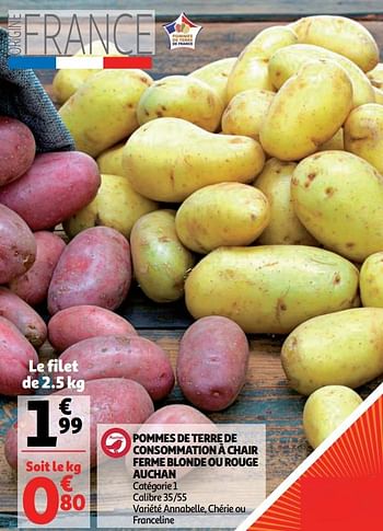 Promotions Pommes de terre de consommation à chair ferme blonde ou rouge auchan - Produit Maison - Auchan Ronq - Valide de 11/09/2019 à 17/09/2019 chez Auchan Ronq