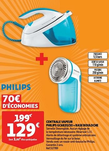 Promotions Centrale vapeur philips gc6820-20 + rase bouloche - Philips - Valide de 11/09/2019 à 17/09/2019 chez Auchan Ronq