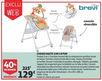 Brevi Chaise Haute 2 En 1 B Fun En Promotion Chez Auchan Ronq