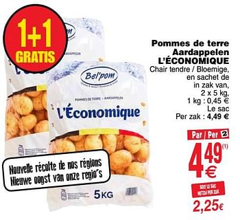 Promotions Pommes de terre aardappelen l`économique - L’ Economique - Valide de 10/09/2019 à 16/09/2019 chez Cora