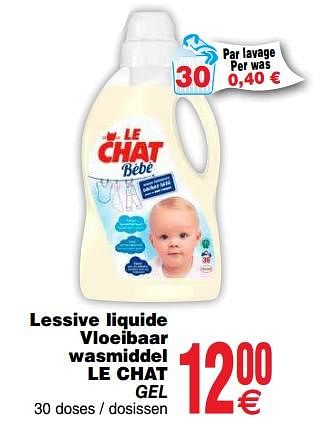 Promoties Lessive liquide vloeibaar wasmiddel le chat gel - Le Chat - Geldig van 10/09/2019 tot 16/09/2019 bij Cora