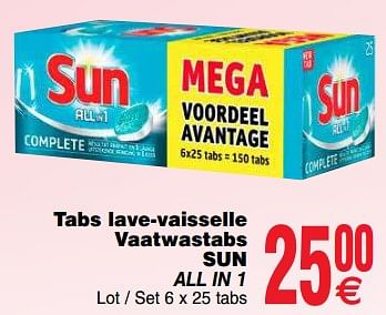 Promoties Tabs lave-vaisselle vaatwastabs sun all in 1 - Sun - Geldig van 10/09/2019 tot 16/09/2019 bij Cora
