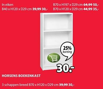 Promoties Horsens boekenkast 3 schappen breed - Huismerk - Jysk - Geldig van 09/09/2019 tot 22/09/2019 bij Jysk