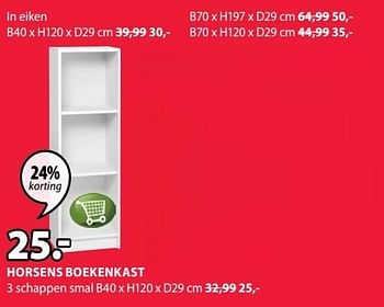 Promoties Horsens boekenkast 3 schappen smal - Huismerk - Jysk - Geldig van 09/09/2019 tot 22/09/2019 bij Jysk