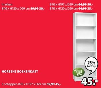 Promoties Horsens boekenkast 5 schappen - Huismerk - Jysk - Geldig van 09/09/2019 tot 22/09/2019 bij Jysk