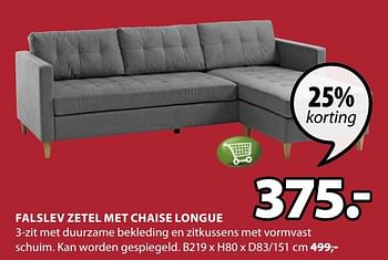 Promoties Falslev zetel met chaise longue - Huismerk - Jysk - Geldig van 09/09/2019 tot 22/09/2019 bij Jysk