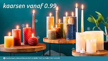 Promoties Candra kaars, diverse kleuren - Candra - Geldig van 11/09/2019 tot 17/09/2019 bij Action