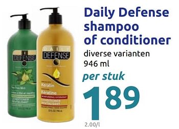Promoties Daily defense shampoo of conditioner - Daily Defense - Geldig van 11/09/2019 tot 17/09/2019 bij Action