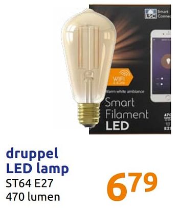Promoties Druppel led lamp st64 e27 - Huismerk - Action - Geldig van 11/09/2019 tot 17/09/2019 bij Action