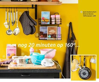Promoties Jeans keukenschort diverse dessins 100% katoen - Huismerk - Action - Geldig van 11/09/2019 tot 17/09/2019 bij Action