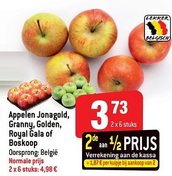 Promoties Appelen jonagold, granny, golden, royal gala of boskoop - Huismerk - Smatch - Geldig van 11/09/2019 tot 17/09/2019 bij Smatch