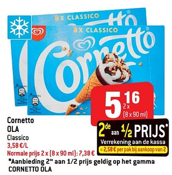 Promoties Cornetto ola classico - Ola - Geldig van 11/09/2019 tot 17/09/2019 bij Smatch