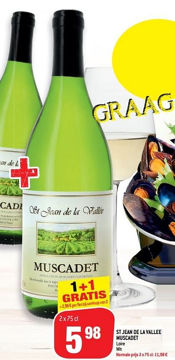 Promoties St jean de la vallee muscadet loire wit - Witte wijnen - Geldig van 11/09/2019 tot 17/09/2019 bij Match